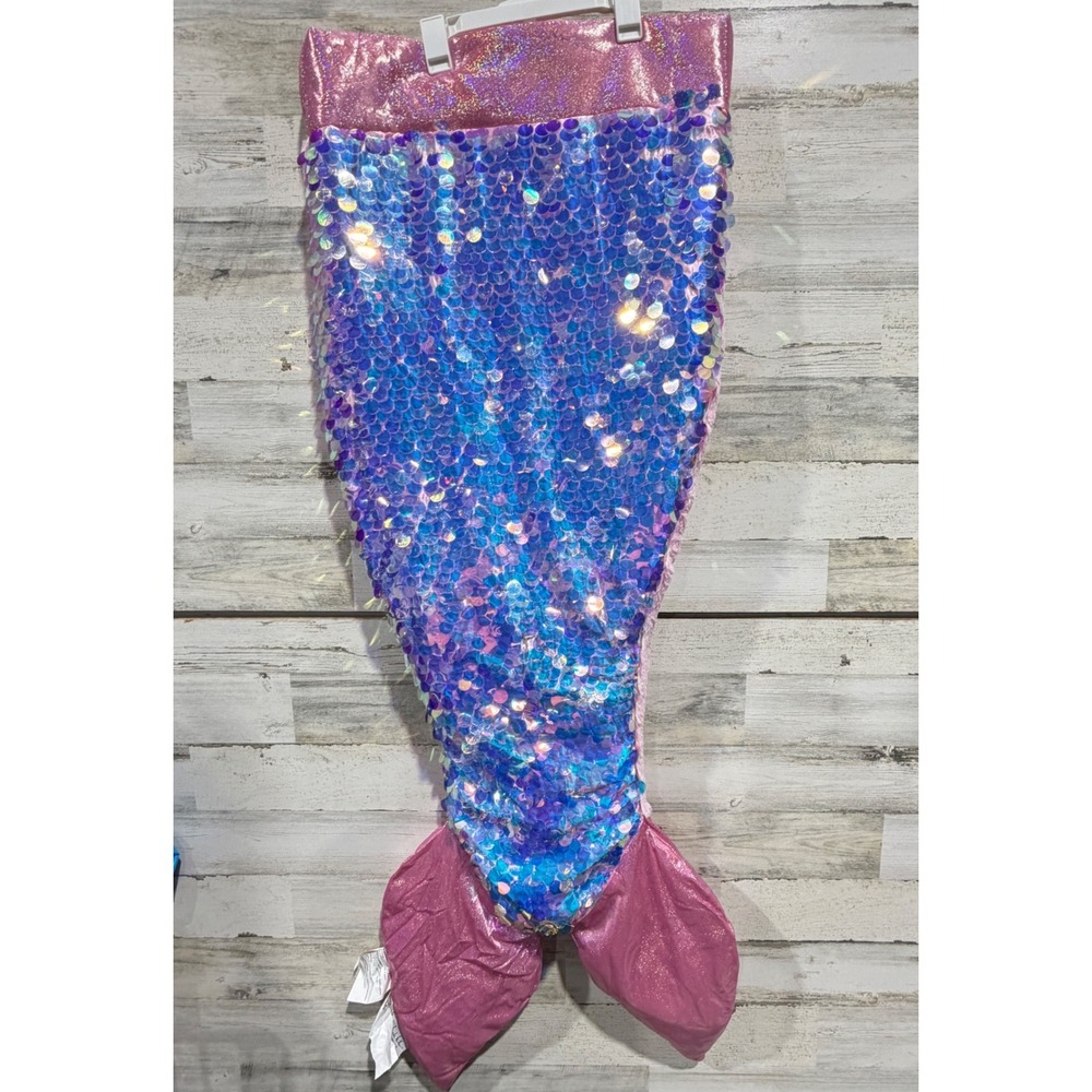 Nicole Miller Mermaid Tail Blanket Kids Shiny Pink Blue Sequin Plush Cozy EUC